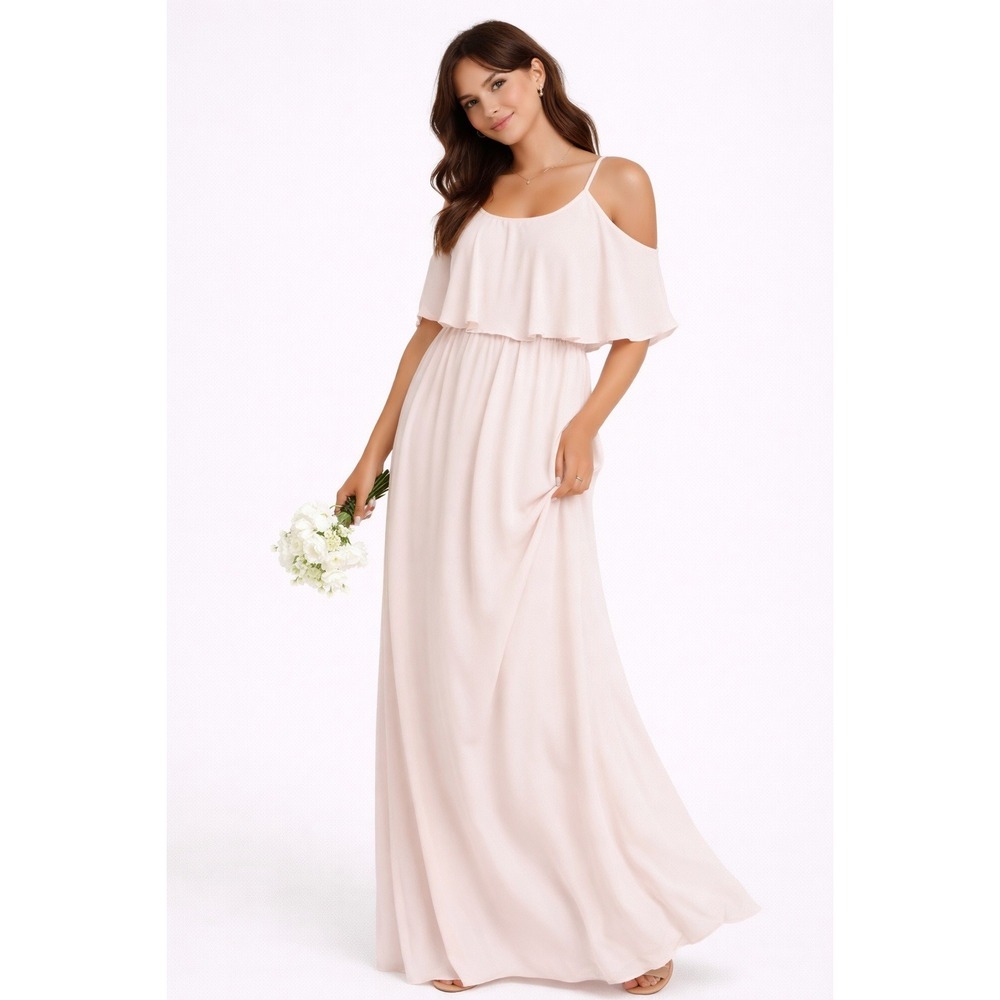 Show Me Your Mumu‎ Hacienda Maxi Dress Blush Pink Cold Shoulder Bridesmaid Small